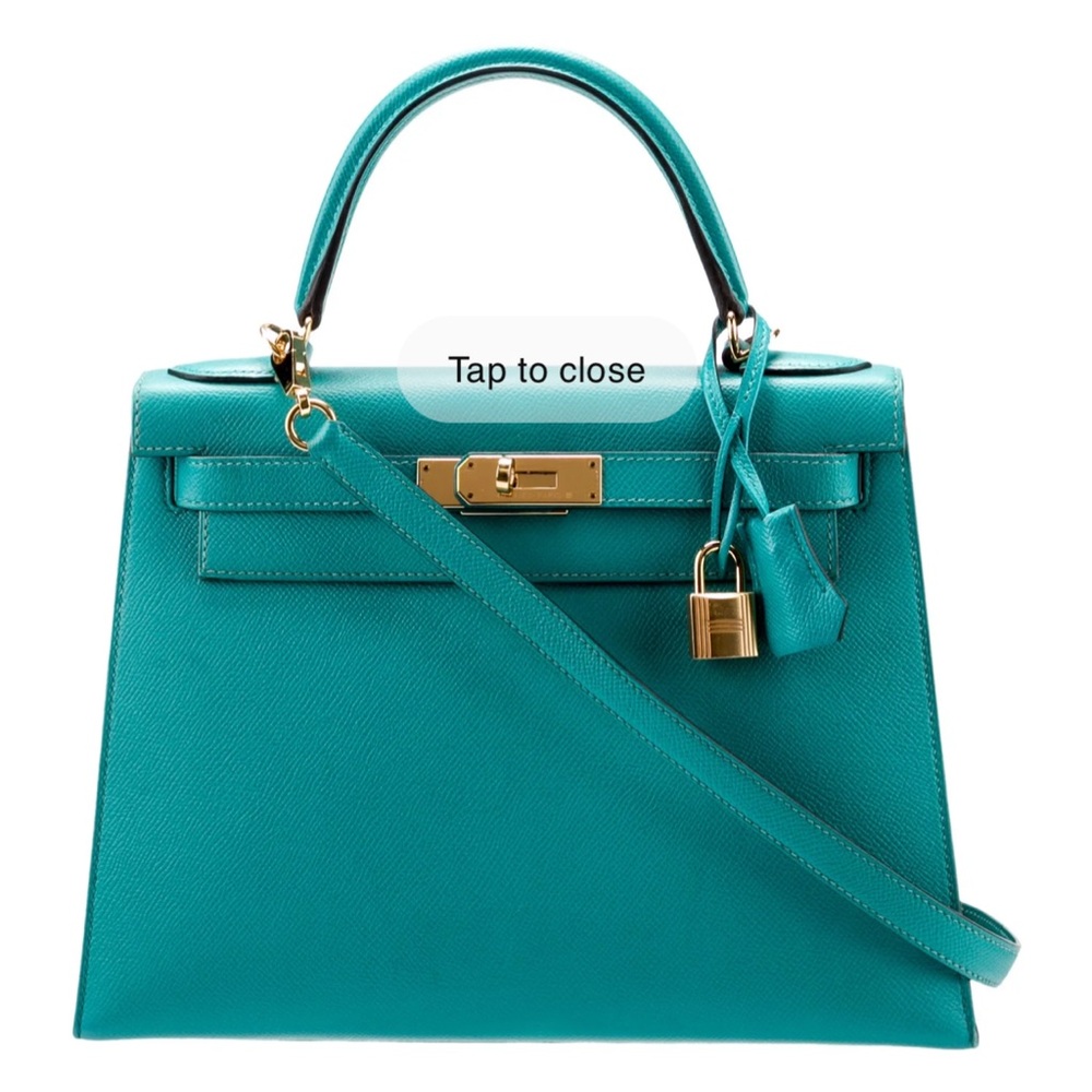 Hermes Kelly 25 Epsom Bleu Paon gold hardware authentic and excellent condition